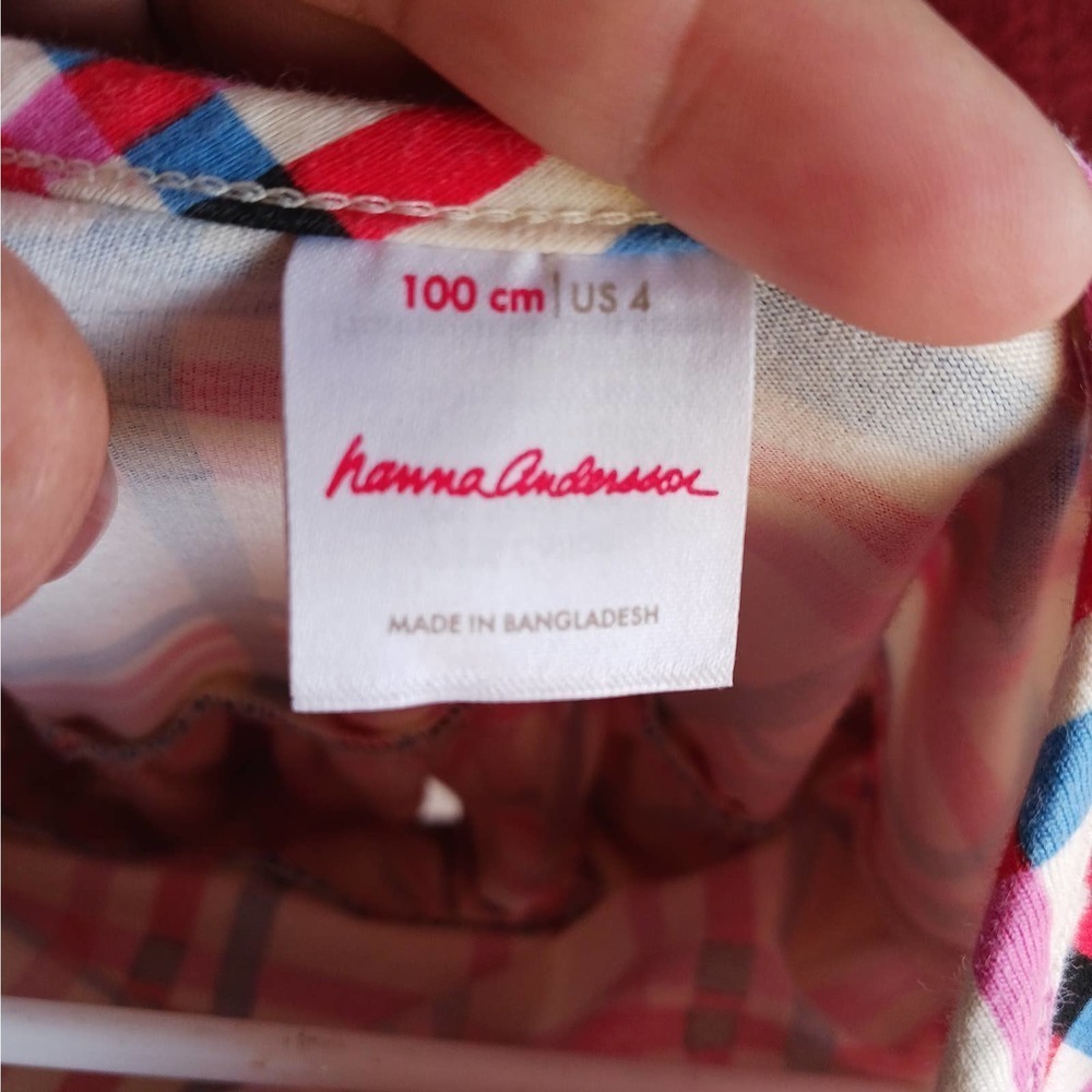 HANNA Andersson Dress 100 Girls 4 Colorful Plaid Tiered Twirl - Picture 7 of 9